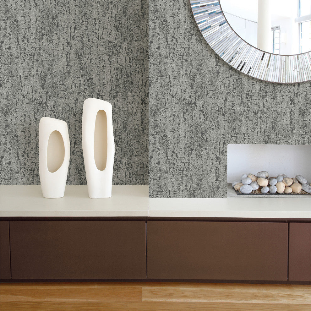 Malawi Dark Grey Leather Texture Wallpaper, Bolt