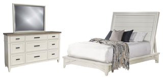 Queen Platform Bed With Dresser and Mirror, Queen
