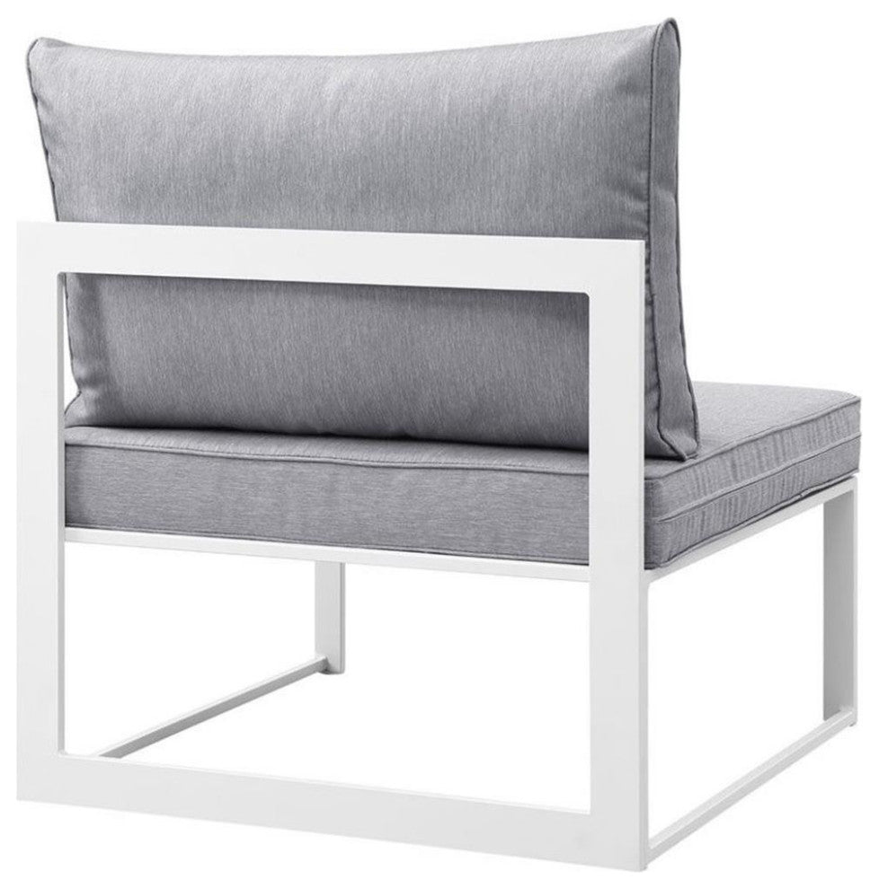 Modway Fortuna 6-Piece Aluminum Fabric Patio Sectional Sofa Set in White/Gray