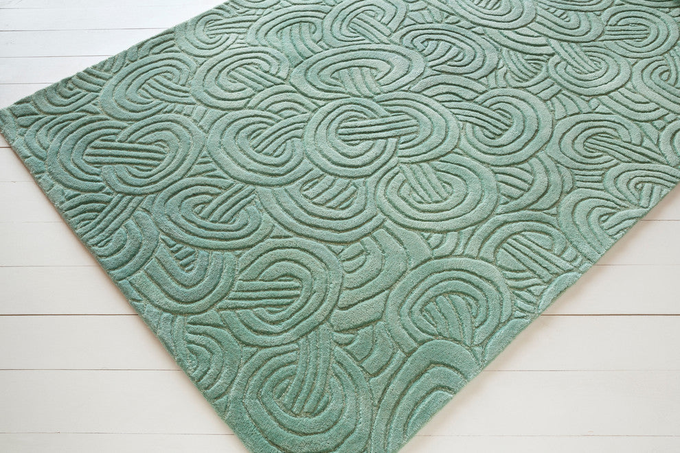 Reena Contemporary Area Rug, Green, 5'x7'