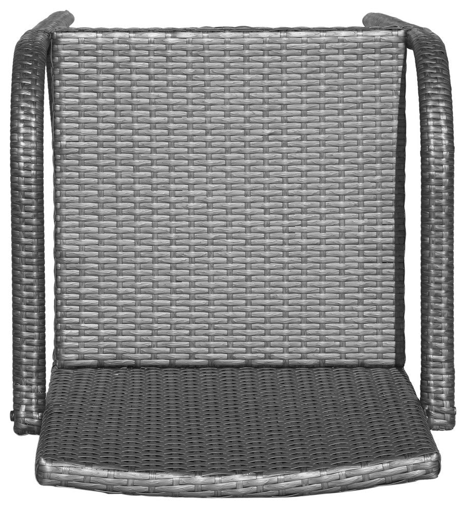 Beatrice Outdoor Wicker Barstool Chair, Set of 2, Gray