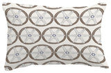 Nautical Geo Lines Geometric Print Pillow With Linen Texture, Ivory, 14"x20"
