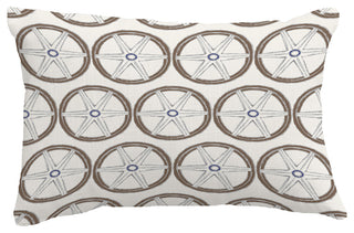 Nautical Geo Lines Geometric Print Pillow With Linen Texture, Ivory, 14"x20"