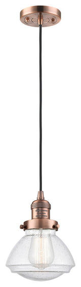 Olean 1-Light Mini Pendant, Antique Copper, Seedy