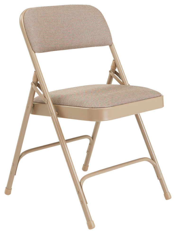 NPS 2200 Fabric Double Hinge Premium Folding Chair, Cafe Beige, Set of 4