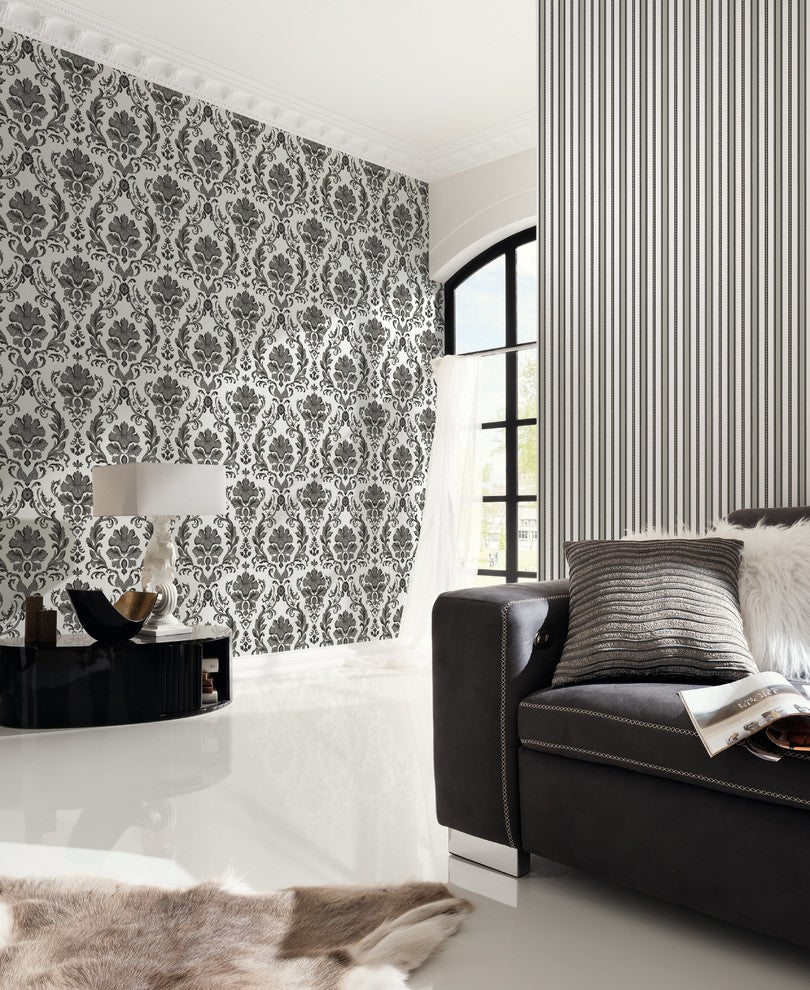 B&W 3, Black and White Look Gray, Black, White Wallpaper Sample, Wall Decor