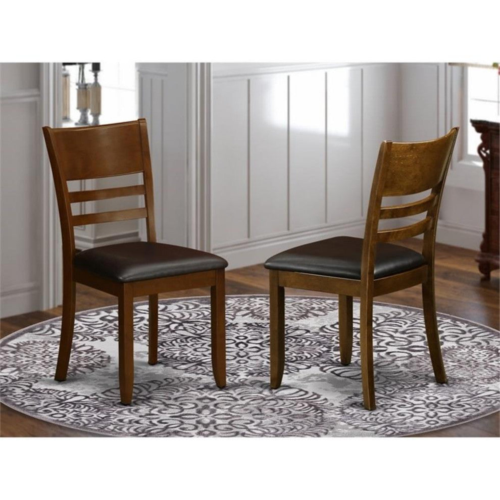East West Furniture Lynfield 37" Leather Dining Chairs in Espresso (Set of 2)