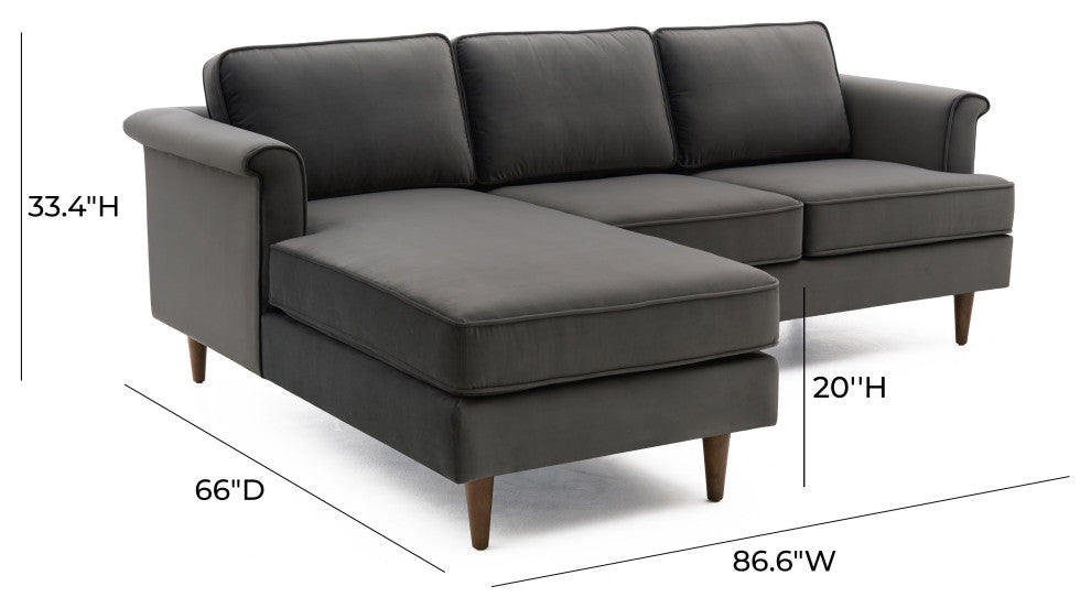 TOV Furniture Porter Grey Velvet Sectional LAF