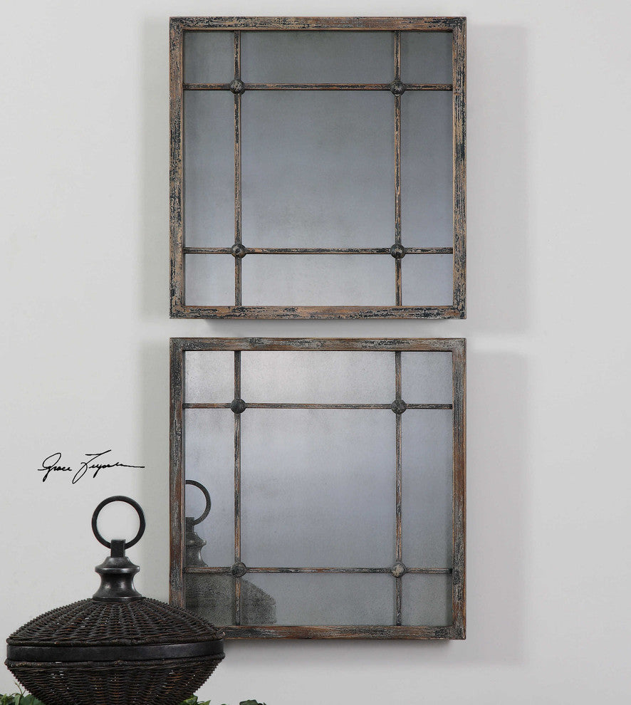 Saragano Square Mirrors, Set of 2 By Designer Grace Feyock