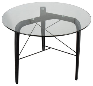 Trilogy Round Dinette Table, Black Wood, Clear Glass