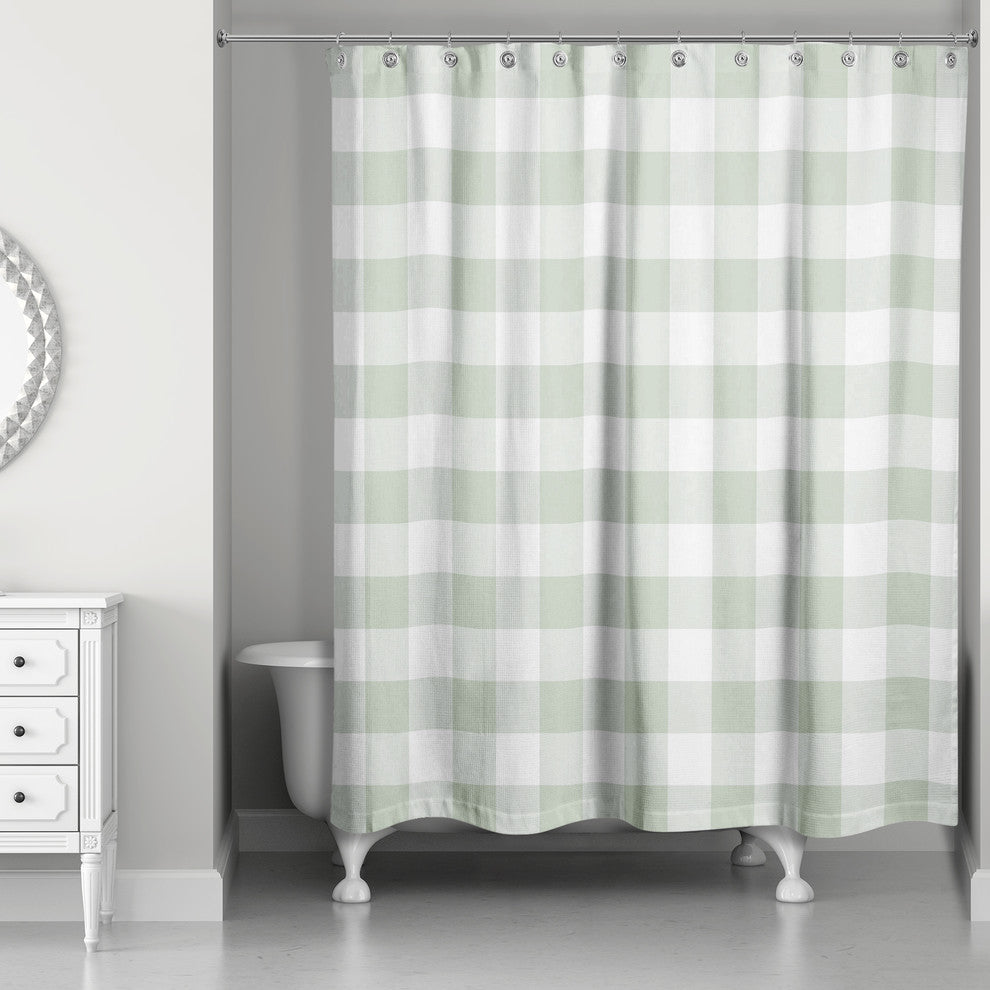 Light Sage Buffalo Check 71x74 Shower Curtain