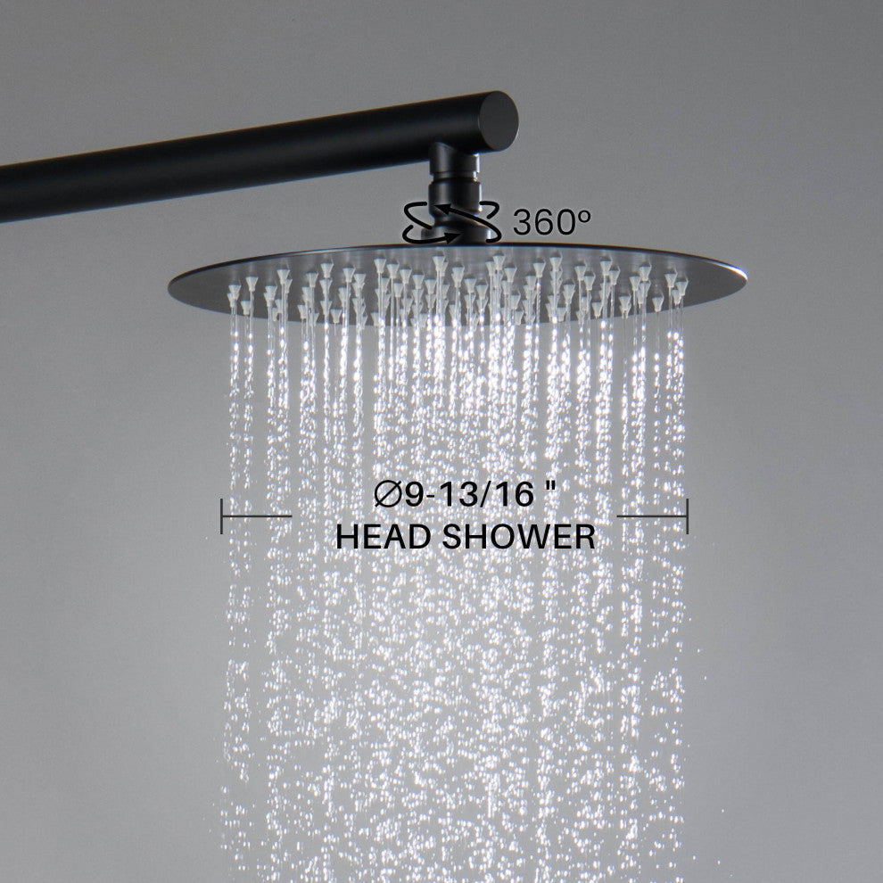 Circular Single Function Shower System, Rough, Valve, Matte Black