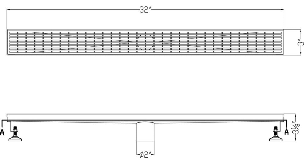 Dawn Wheaton River Series, Linear Shower Drain 32"L