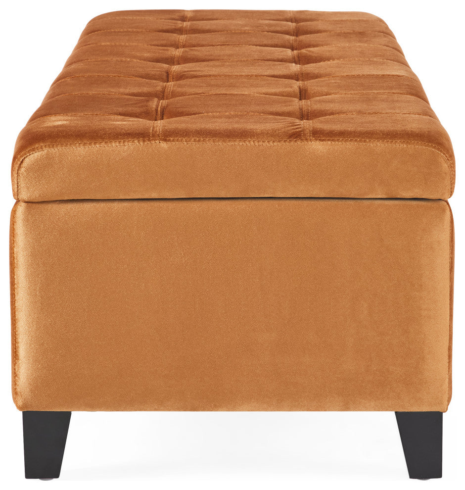 GDF Studio Santa Rosa Tufted Storage Ottoman Bench, Apricot