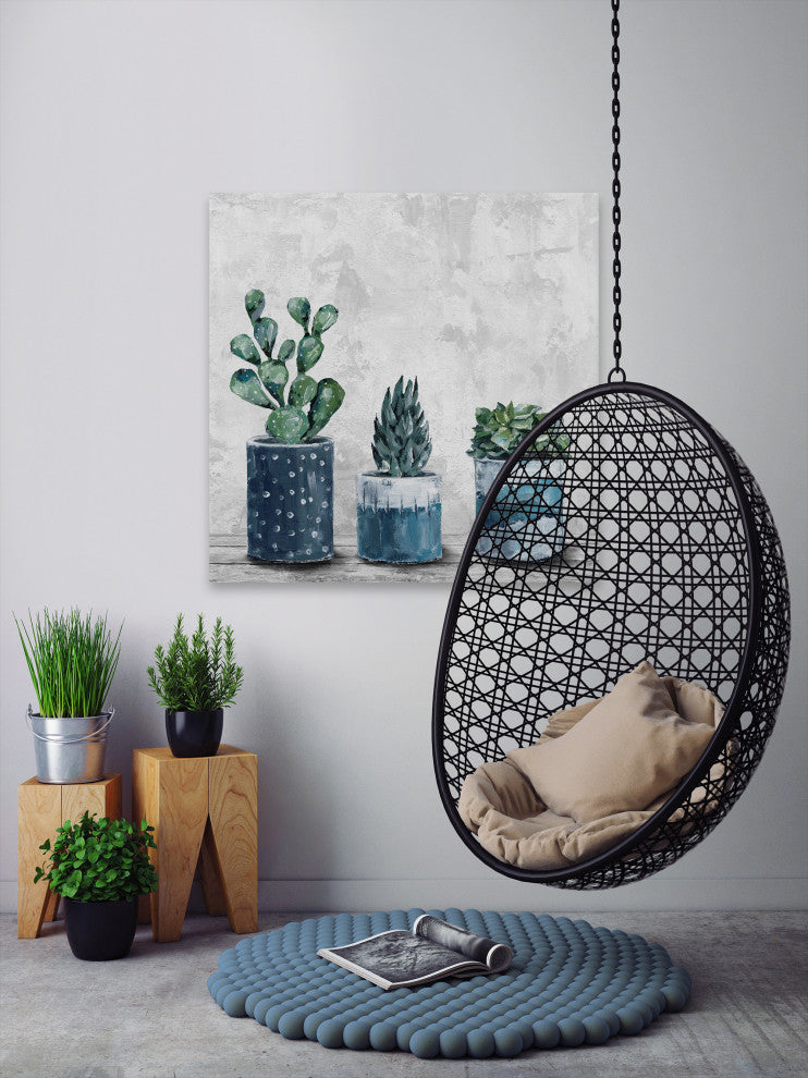 "Succulent Frost" Painting Print on Wrapped Canvas