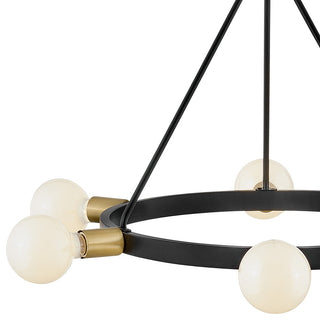 Lark Orla 36" Medium Single Tier Chandelier, Black + Lacquered Brass