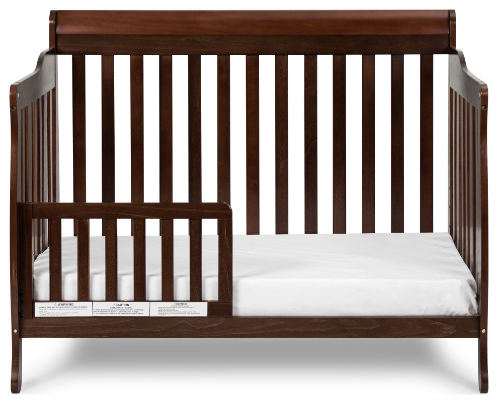 Baby Mile Eve 4-in-1 Convertible Crib With Guardrail, Espresso