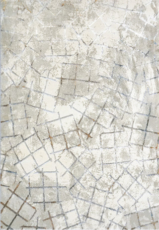 Dynamic Rugs Gold 7.10x10.10 Polyester Area Rug 1354-897 Cream/Silver/Gold
