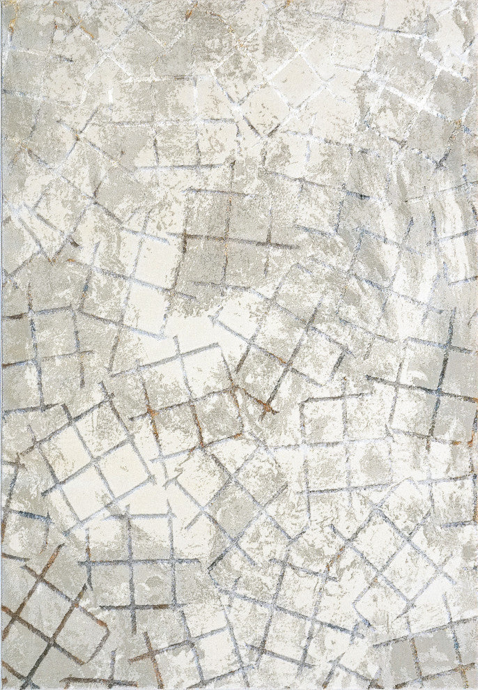 Dynamic Rugs Gold 7.10x10.10 Polyester Area Rug 1354-897 Cream/Silver/Gold