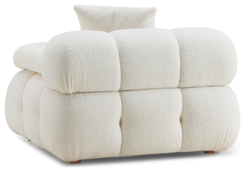Calliope Cream Vegan Shearling Modular Armless Chair Cream