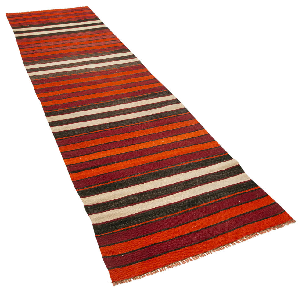 Rug N Carpet - Handwoven Oriental 2' 8" x 10' 9" Rustic Runner Kilim Rug