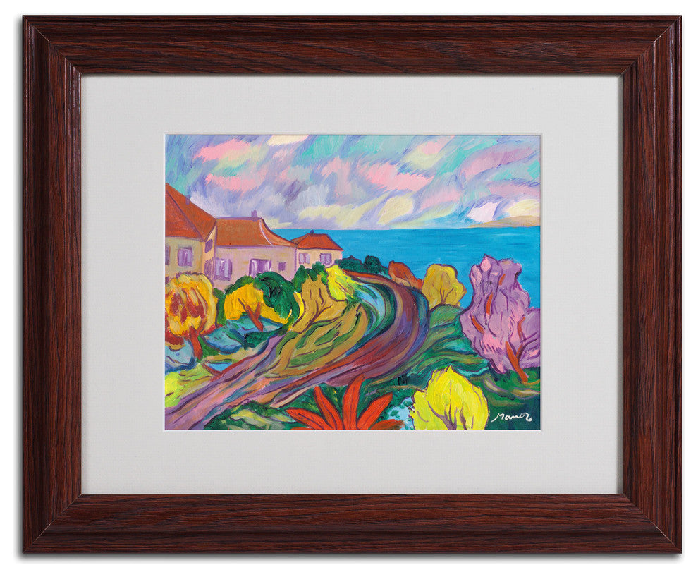 'Winding Path Ocean' Matted Framed Canvas Art by Manor Shadian