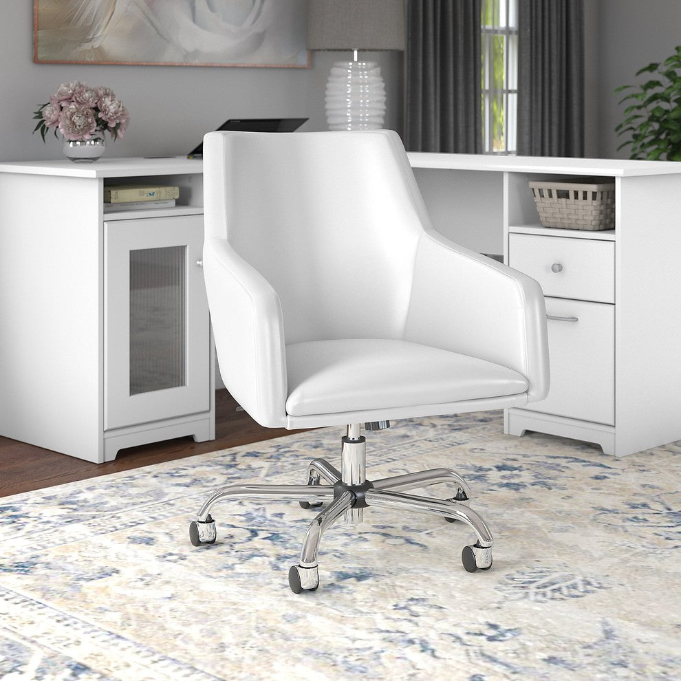Cabot Mid Back Leather Box Chair, White