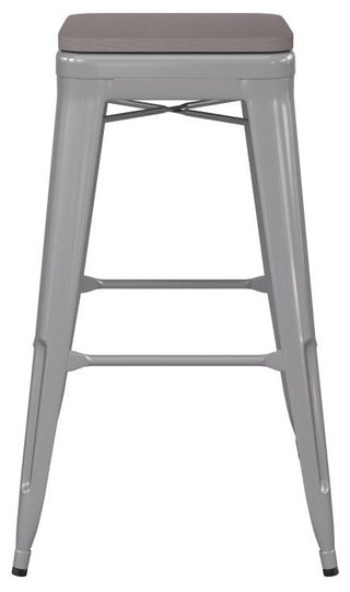 Kai Commercial Grade 30"H Metal Counter Stool, Silver/Gray