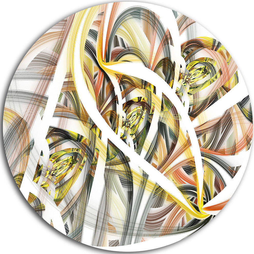 Symmetrical Spiral Fractal Flowers, Digital Art Disc Metal Artwork, 11"