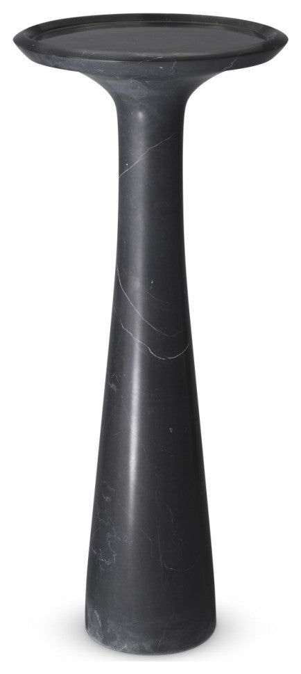 Solid Italian Black Marble High Side Table | Eichholtz Pompano