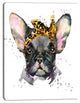 Serious Black French Bulldog, Animal Canvas Wall Art, 12"x20"