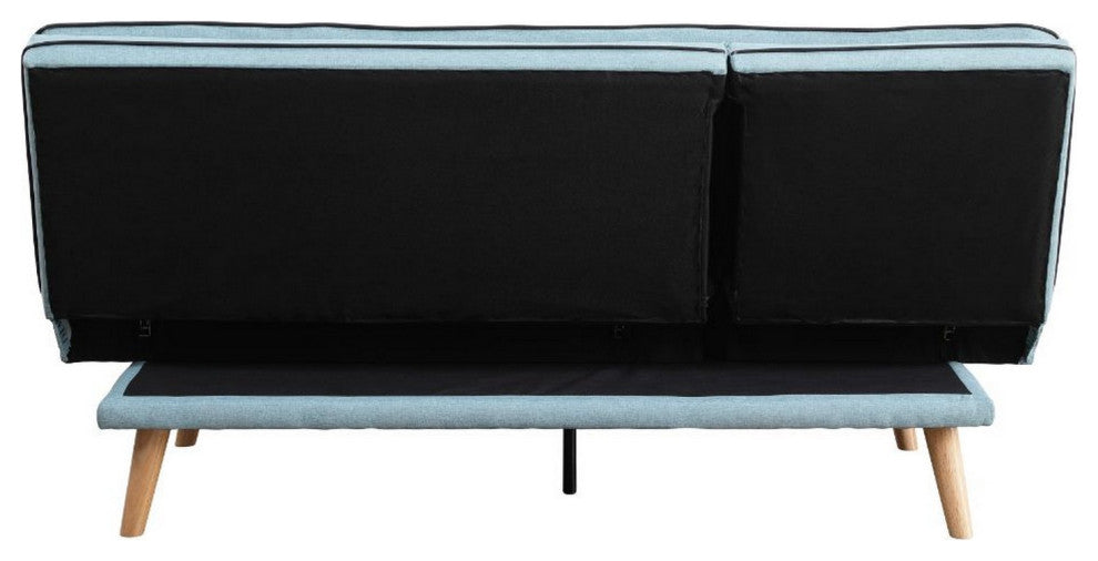 Benzara BM250586 Adjustable Sofa With Tufted Seat and Angled Legs, Blue