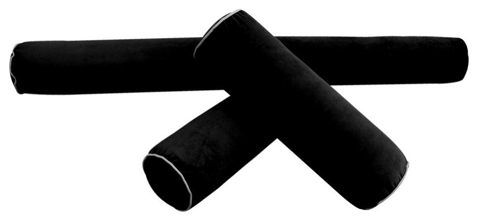 STYLE V6 TwinXL Velvet ContrastPipe Indoor Daybed Bolster Pillow|CoverOnly|AD374