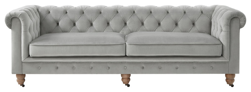 Rustic Manor Maddie Sofa Button Tufted, Gray