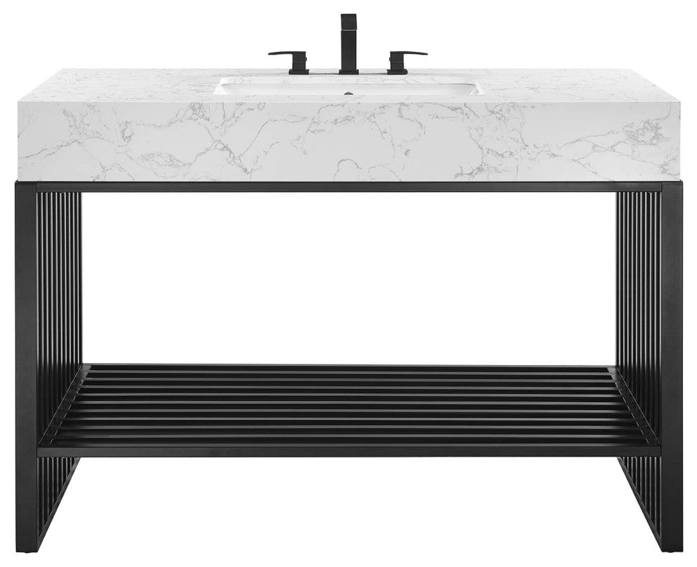 Gridiron 48" Bathroom Vanity, White Black