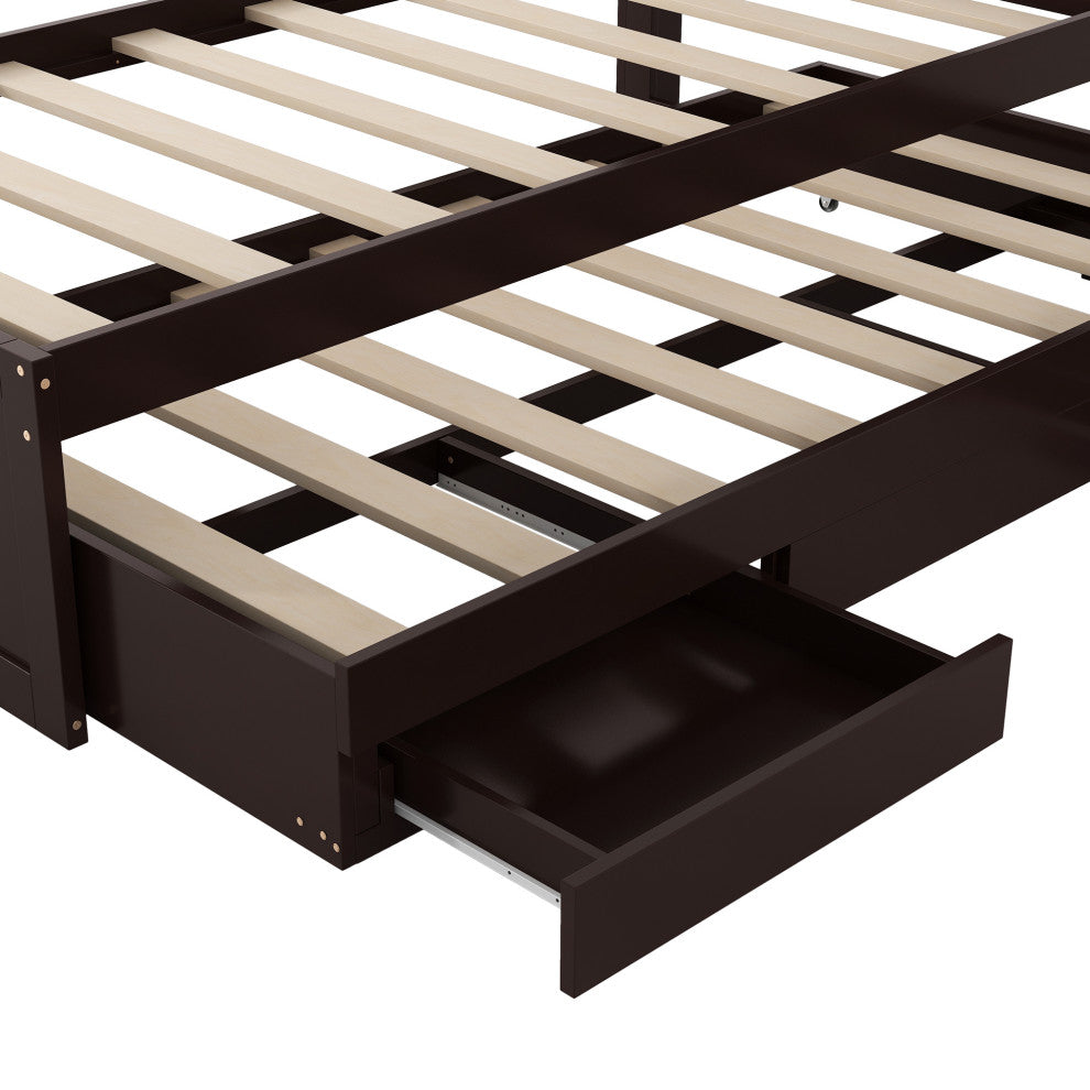 Gewnee Twin XL Size Platform Bed with Storage LED Headboard