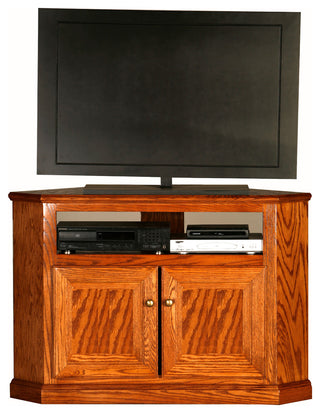 Classic Oak 46.25" Tall Corner TV Cart, Medium Light Oak