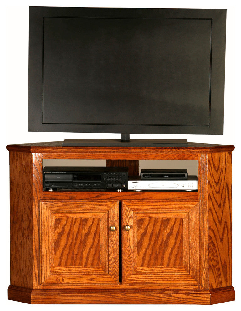 Classic Oak 46.25" Tall Corner TV Cart, Medium Light Oak