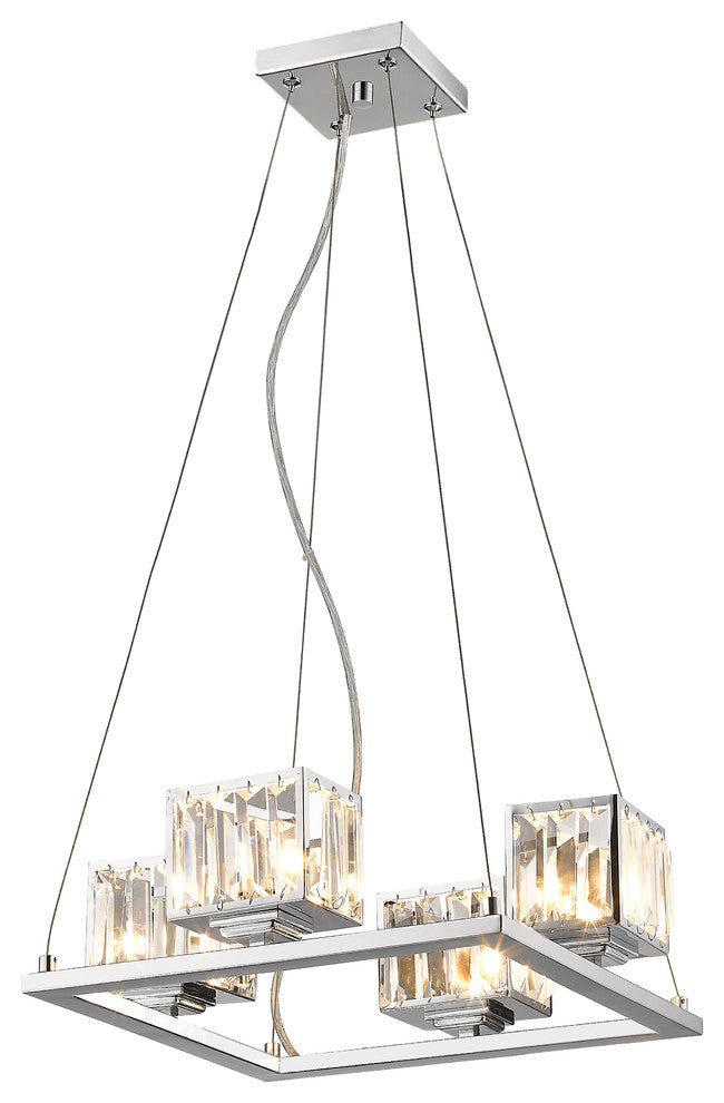 Trilluminate 4-Light Chrome Finish Crystal Shade Mini Chandelier 16"