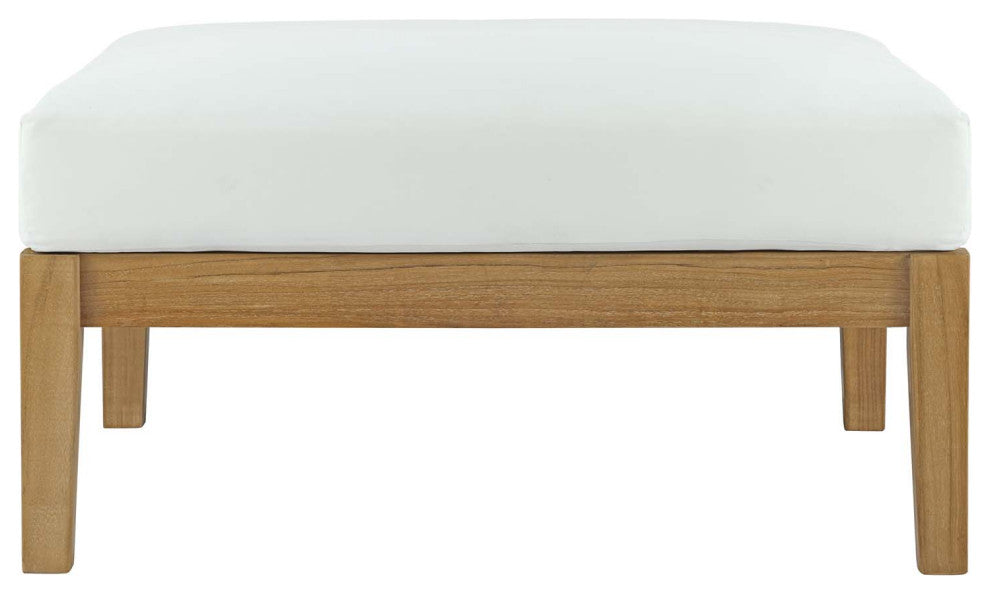 Bayport Outdoor Patio Teak Ottoman, Natural White