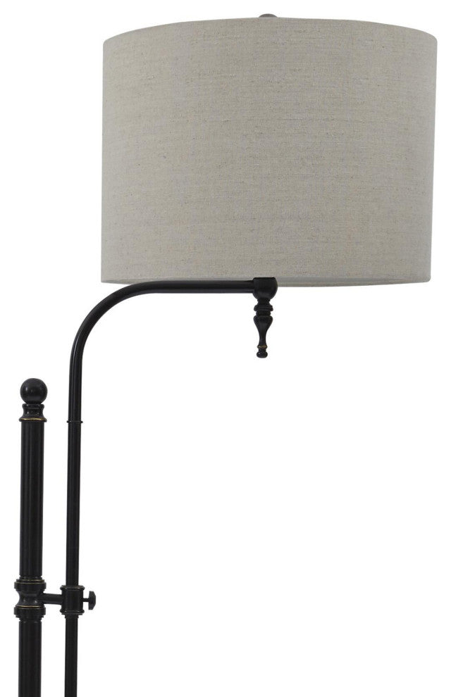 Benzara BM215054 Drum Shade Metal Frame Floor Lamp, Black and Light Gray