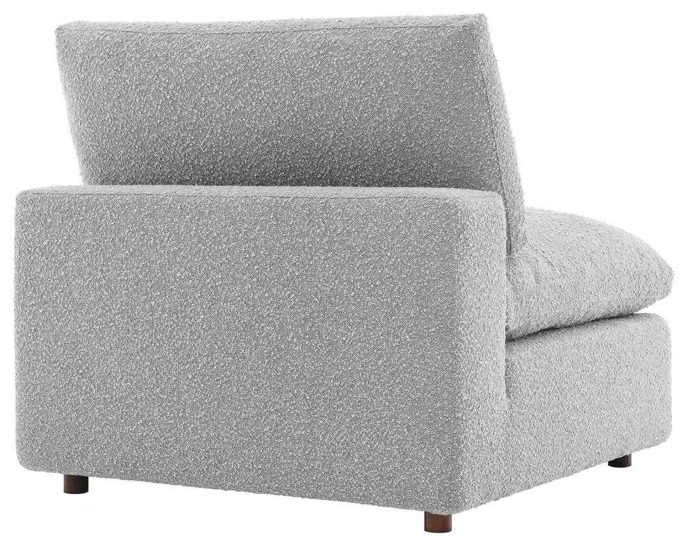 Commix Down Filled Overstuffed Boucle Fabric Armless Chair, Light Gray