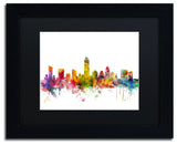 "Austin, Texas Skyline" Matted Framed Canvas Art by Michael Tompsett