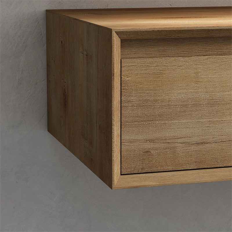 Alysa 60'' Floating Vanity, Acrylic Sink, Double Faucet Hole, White Oak