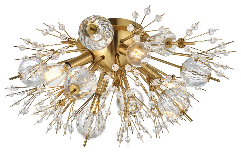 Victor 19" Crystal Starburst Wall Sconce, Gold