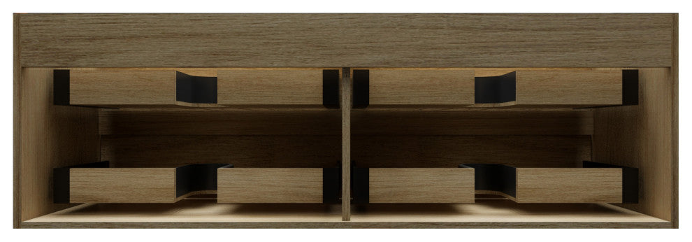 MAX 60" Double Floating Bath Vanity With Acrylic Sink, Coffee Wood