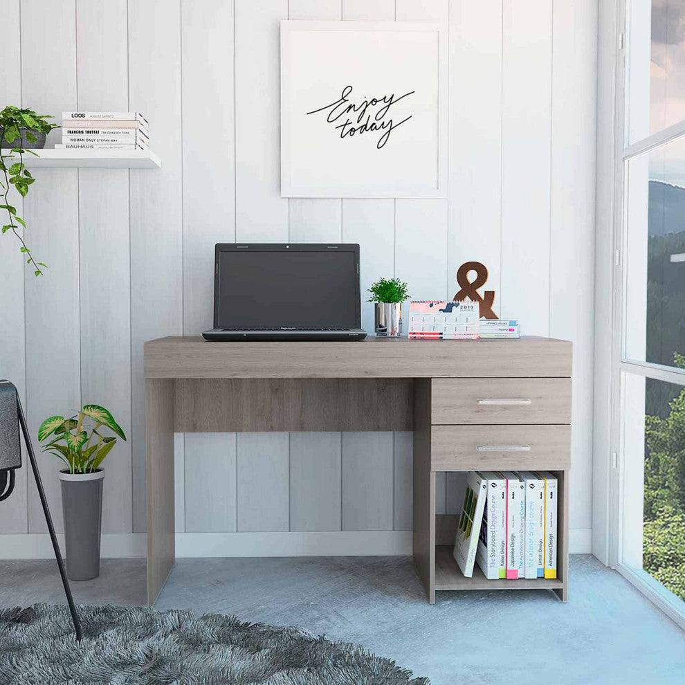 FM FURNITURE Austin Writing Computer Desk, Two Drawers,  One Cabinet