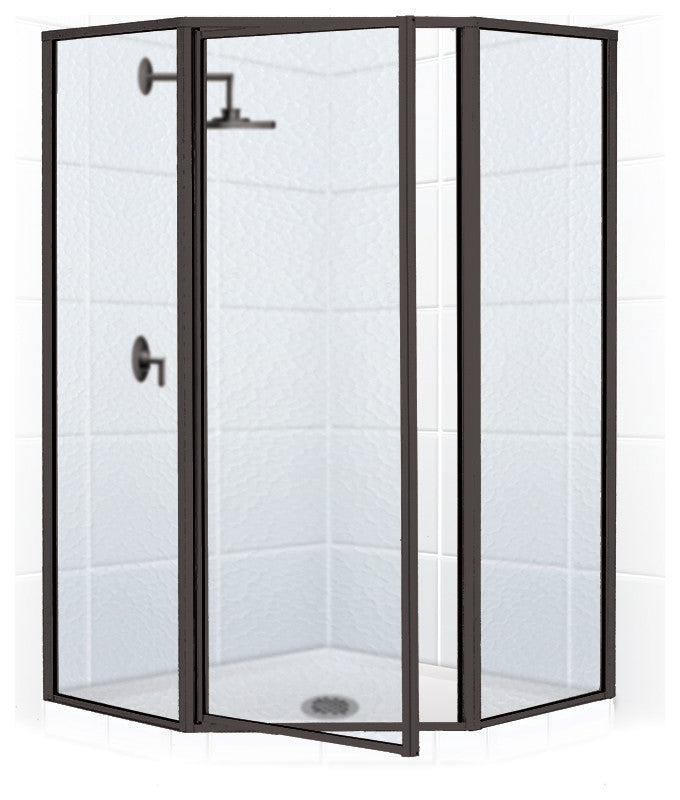 Legend Framed Neo-Angle Shower Door, Obscure, Matte Black, 54"x70"