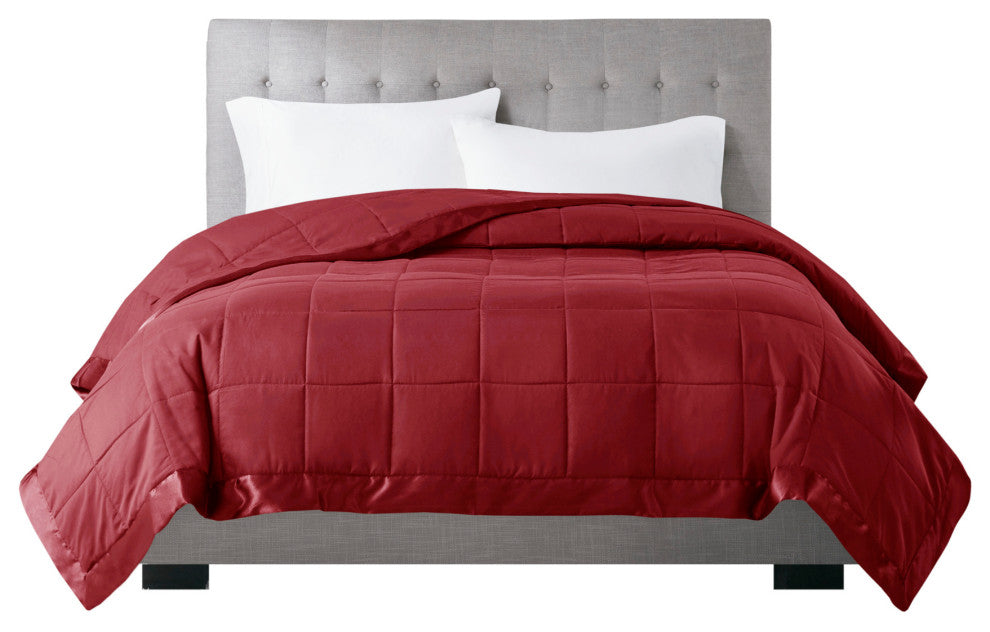 Madison Park All-Seaon Moisture Management Blanket, Burgundy Red, Twin