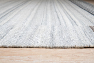 EORC Gray Hand Woven Wool And Viscose Reversible Flat Weave Durry Rug 4'x6'